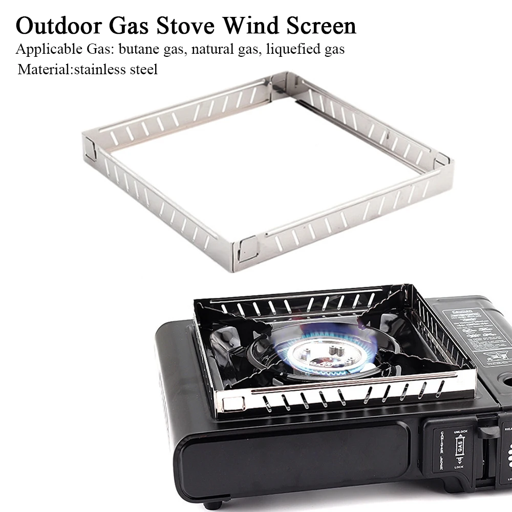 Camping Cooking Windshield - Outdoor Gas Stove Wind Screen Stainless