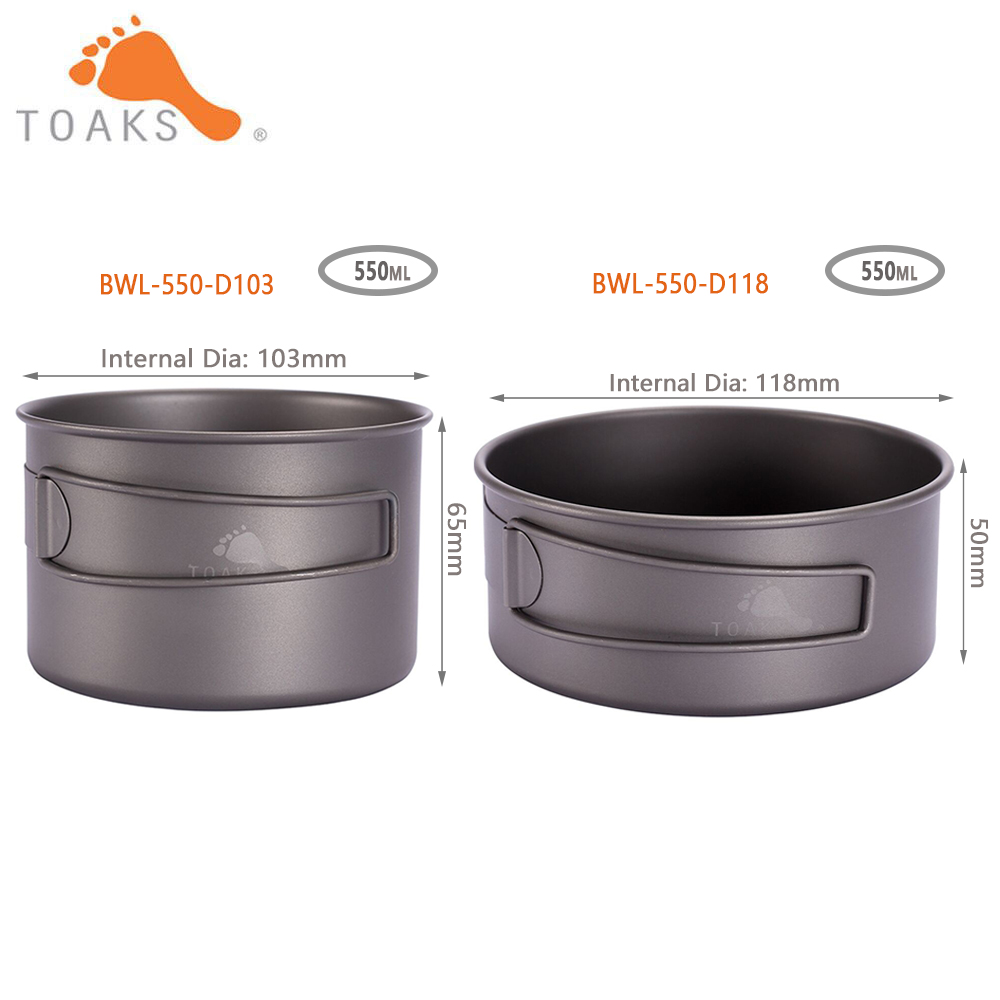 Camping Cooking Utensils Kit - Toaks BWL-550 Cắm Trại Titan Bát