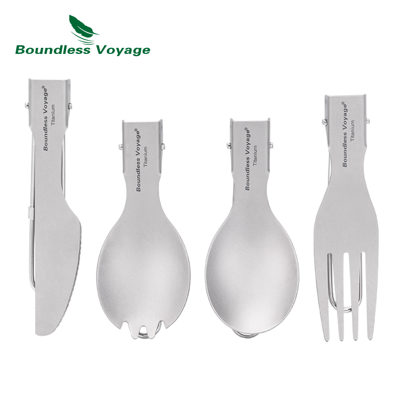 Camp Spork Set - Boundless Voyage Titanium Folding Cutlery Set