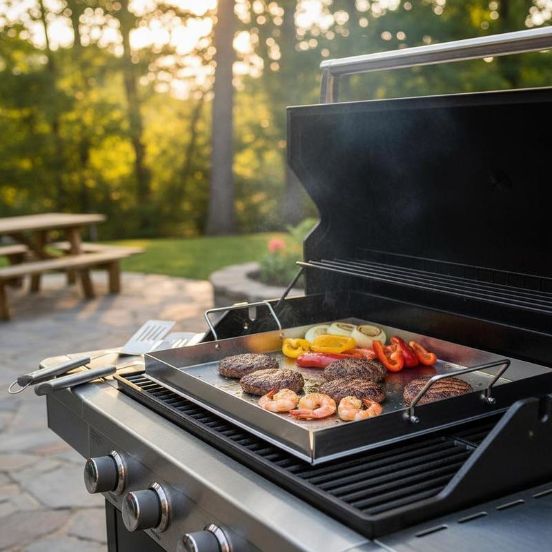 Camping Cooking With Gas - Universal Flat Top Griddle 18x16 Inch