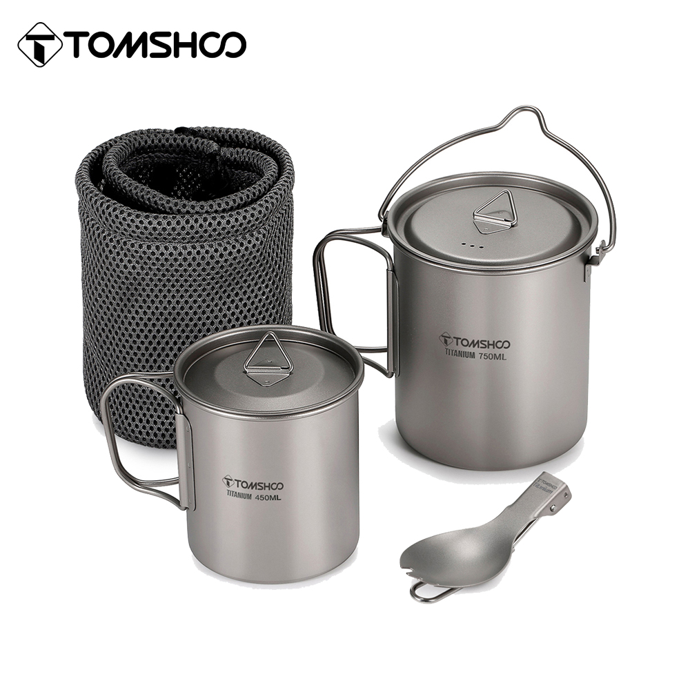 Camp Spork Set - Tomshoo 3 PCS Titanium Cookware Set