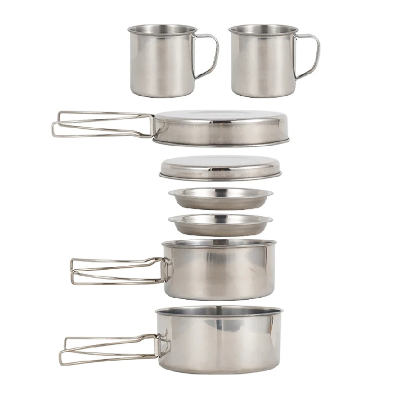 8pcs/Set Camping Cookware Mess - đánh giá và giá Camping Cooking Rice