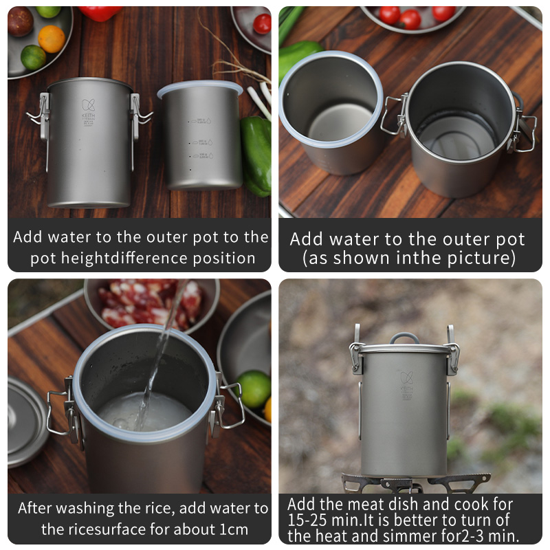 KEITH Pure Titanium Rice Cooke - đánh giá và giá Camping Cooking Rice