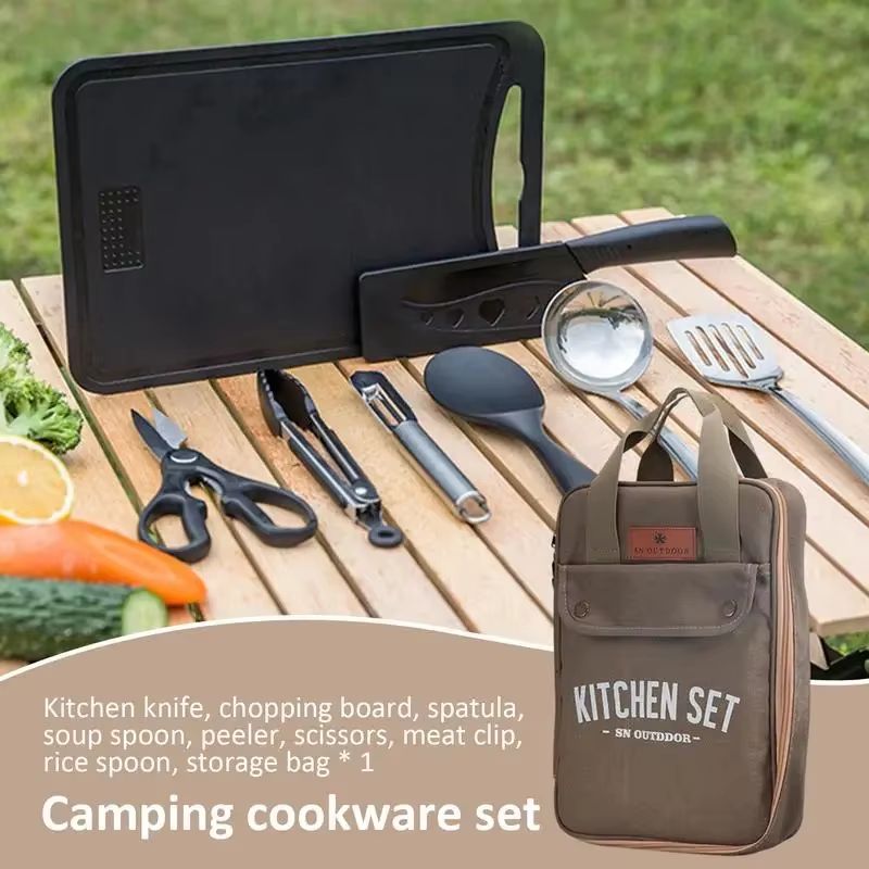 8pcs Camping Kitchen Cookware  - đánh giá và giá Camping Cooking Gadgets