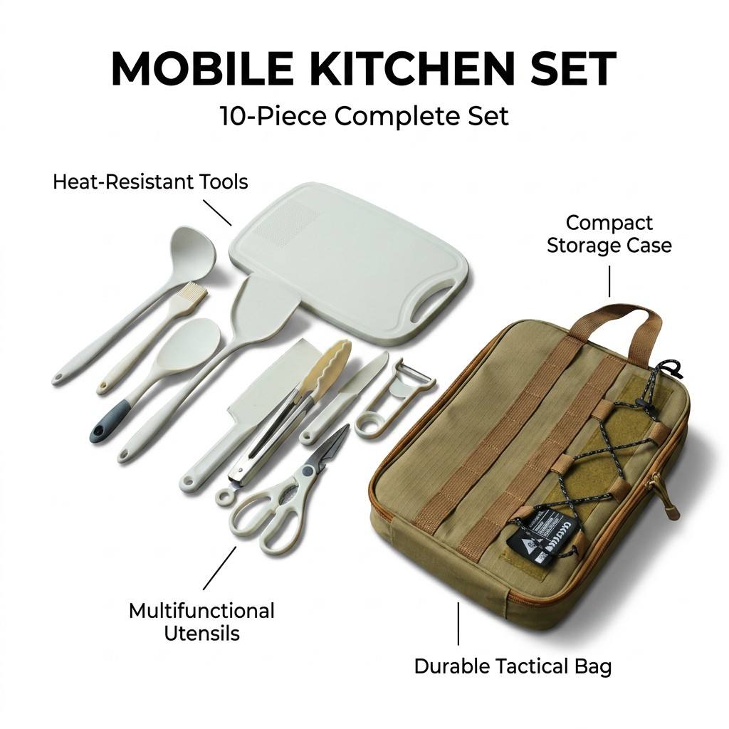 Portable 9Pcs Camping Kitchenw - đánh giá và giá Camping Cooking Pots And Pans