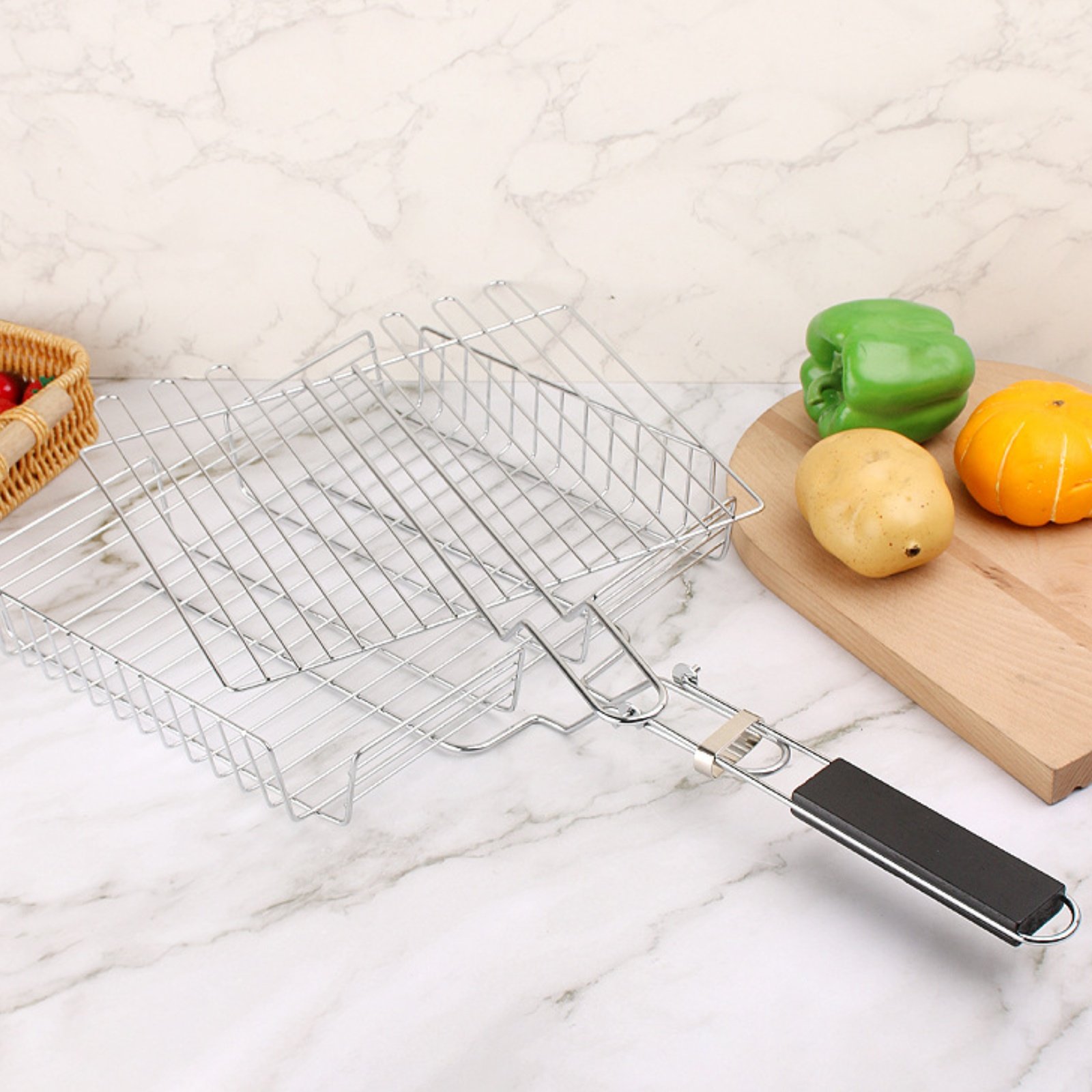 Wood Handle Grill Basket Porta - đánh giá và giá Camping Cooking Gear