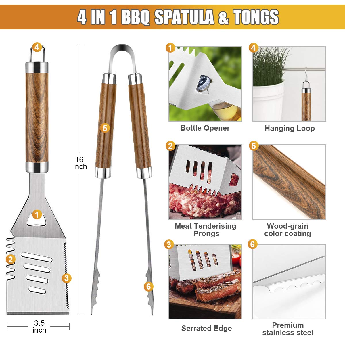 38PCS BBQ Grill Accessories Se - đánh giá và giá Camping Cooking Accessories Set
