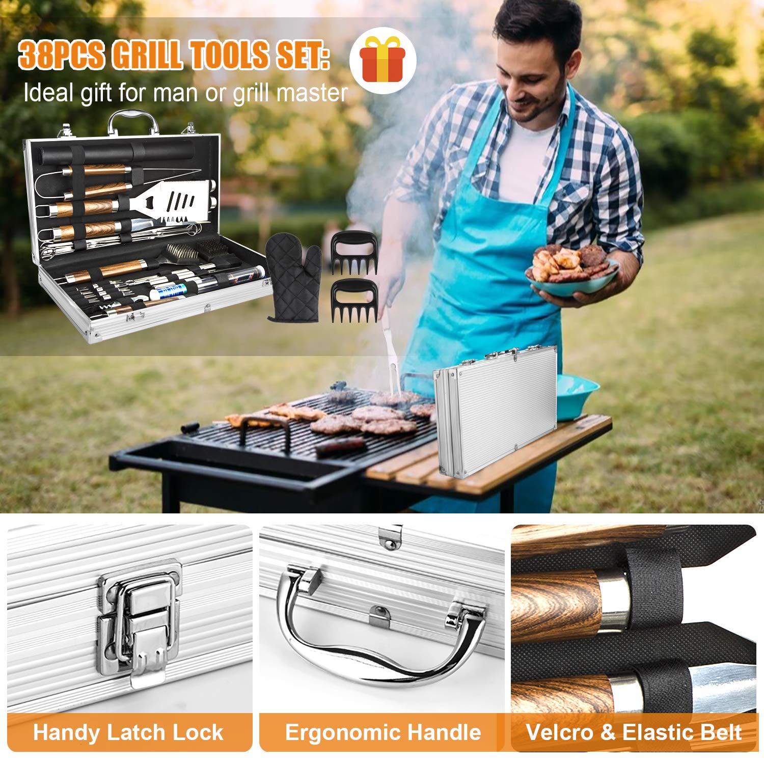 38PCS BBQ Grill Accessories Se - đánh giá và giá Camping Cooking Accessories Set