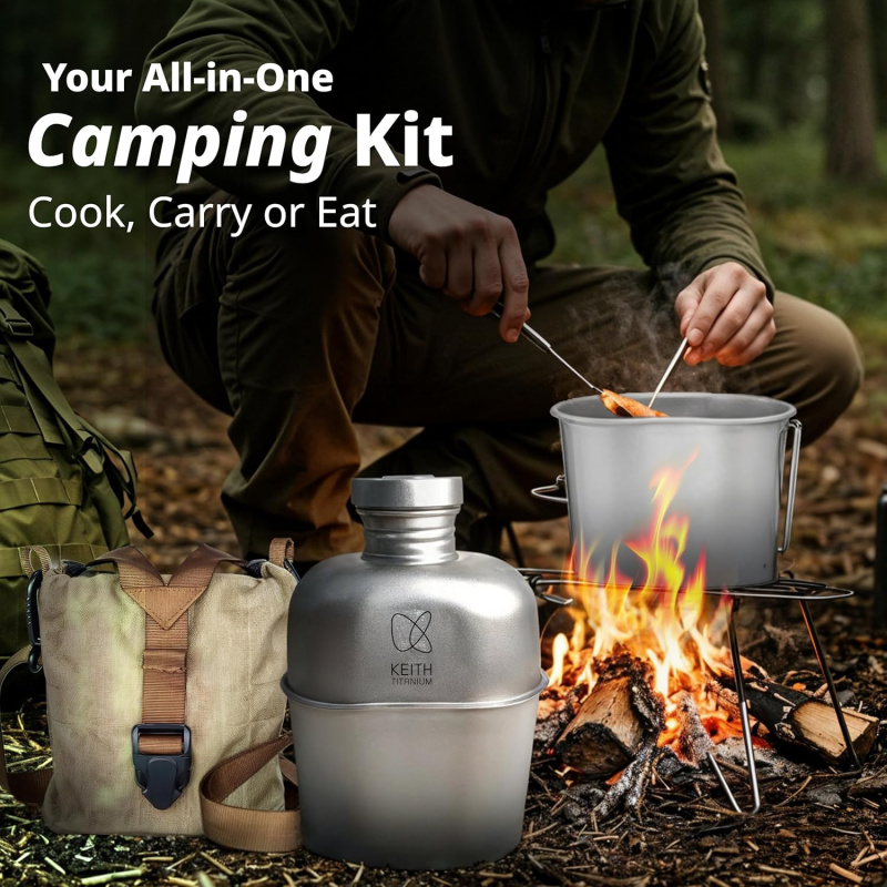 Bình nước Keith Titanium cho h - đánh giá và giá Camping Cooking Kits