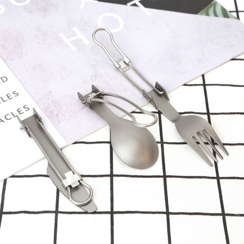 Half Polished Titanium Folding - đánh giá và giá Camp Spork Set