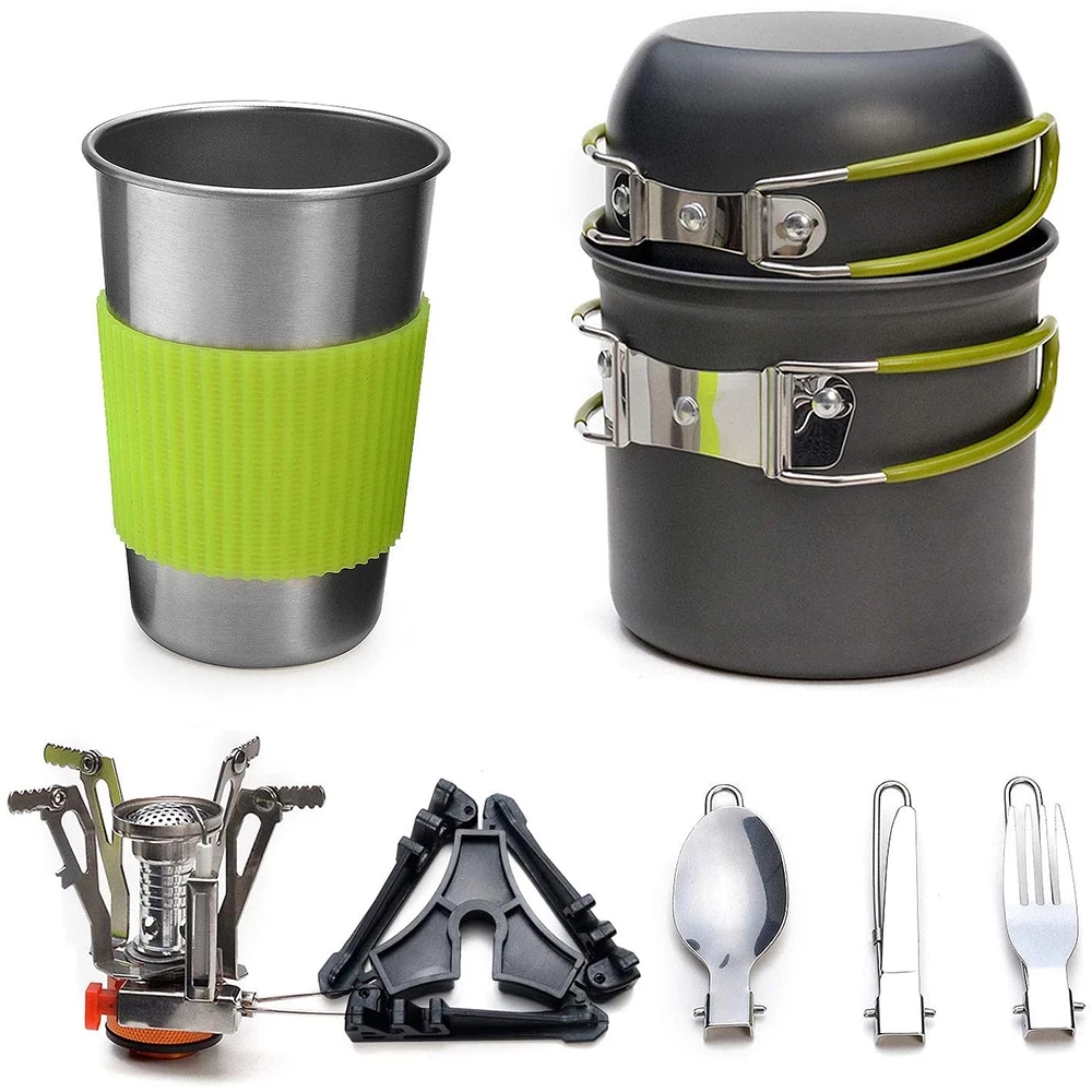 Camping Cookware Kit with Stov - đánh giá và giá Camping Cooking Rice