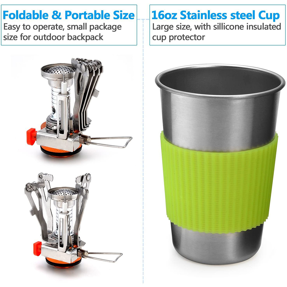 Camping Cookware Kit with Stov - đánh giá và giá Camping Cooking Rice